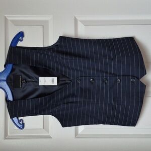 Banana Republic Navy Blue Pinstriped Vest Size 4 Tall NWT!